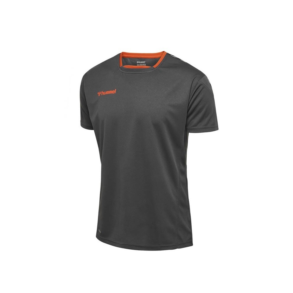 Camisola kids manga curta HUMMEL CORE cinza e laranja | Handbolaunpas