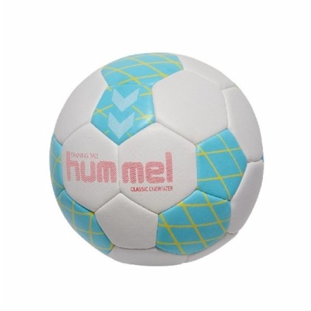 Balon Hummel HMLClassic Energizer HB blanco, celeste y amarillo | Handbolaunpas
