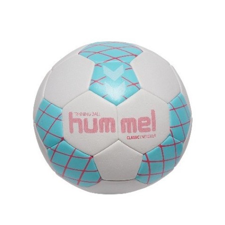 Bola Hummel HMLClassic Energizer HB branca, azul claro e vermelha | Handbolaunpas