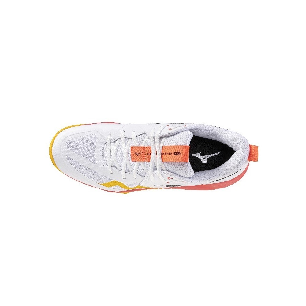 Zapatillas MIZUNO WAVE MOMENTUM PRO Blanco y Naranja | Handbolaunpas