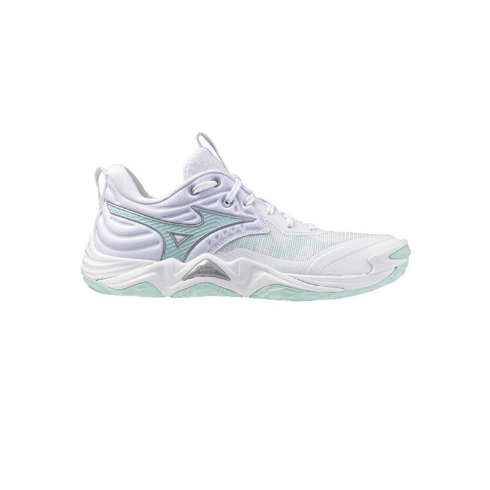 Zapatillas MIZUNO WAVE MOMENTUM ELITE Blanco y Celeste | Handbolaunpas