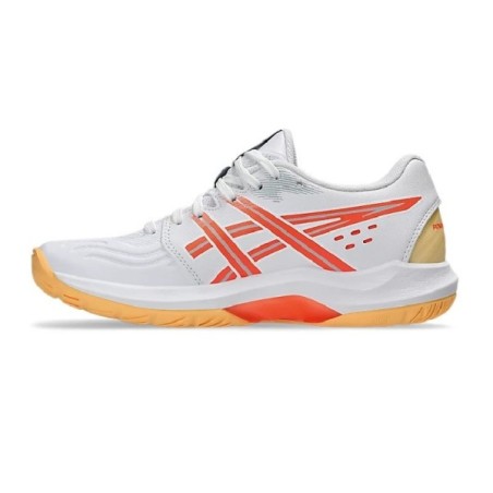 ASICS Powerbreak FF White and Orange Handball Shoes | Handbolaunpas