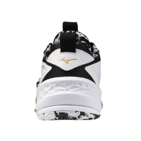 MIZUNO WAVE STEALTH NEO 2 White with black and gold | Handbolaunpas