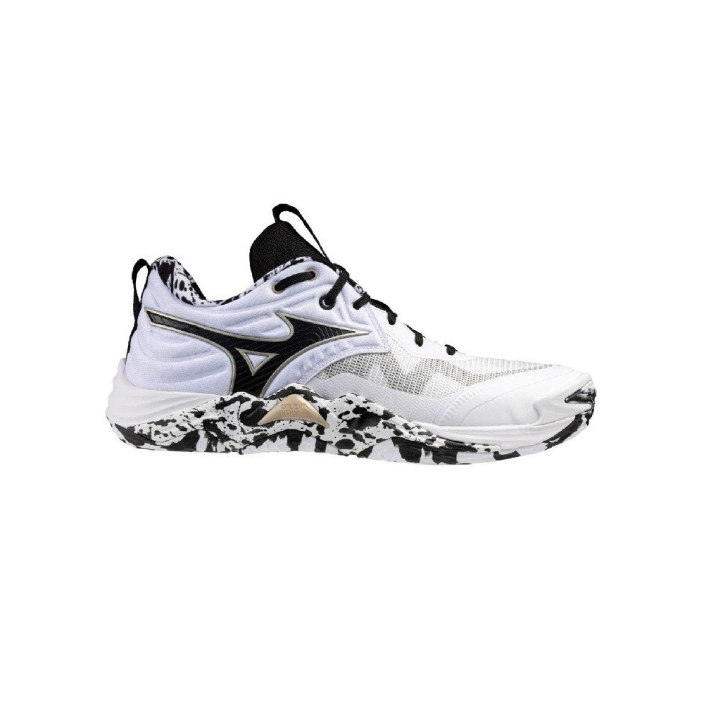 MIZUNO WAVE MOMENTUM ELITE White with black and gold | Handbolaunpas