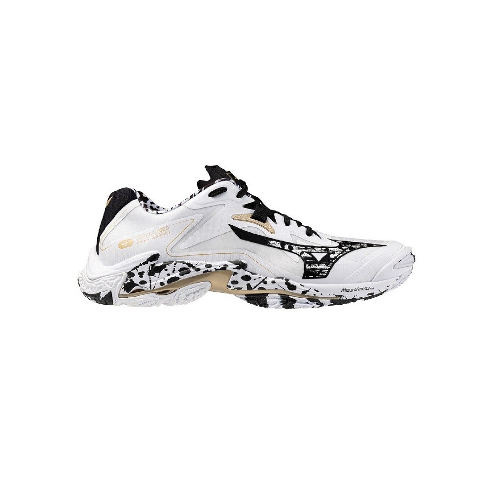 MIZUNO WAVE LIGTHNING Z8 Blanco con negro y dorado | Handbolaunpas