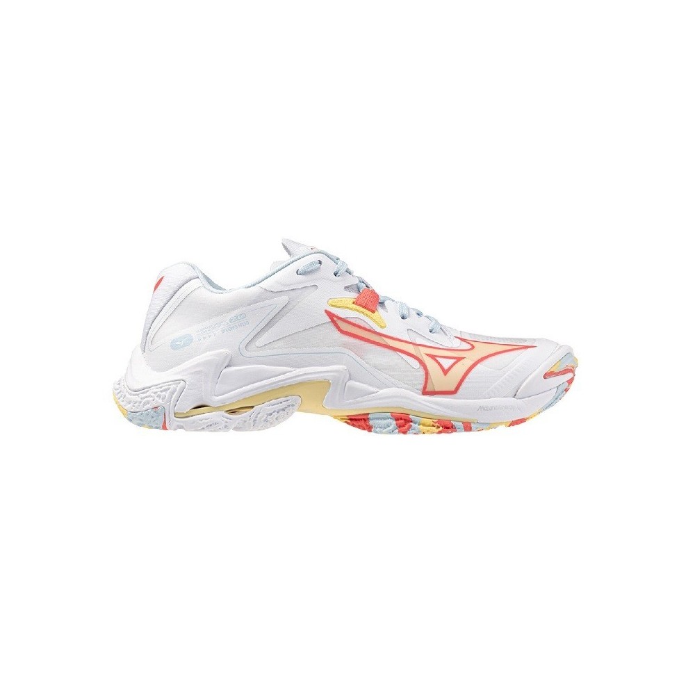 MIZUNO WAVE LIGHTNING Z8 White and Coral | Handbolaunpas
