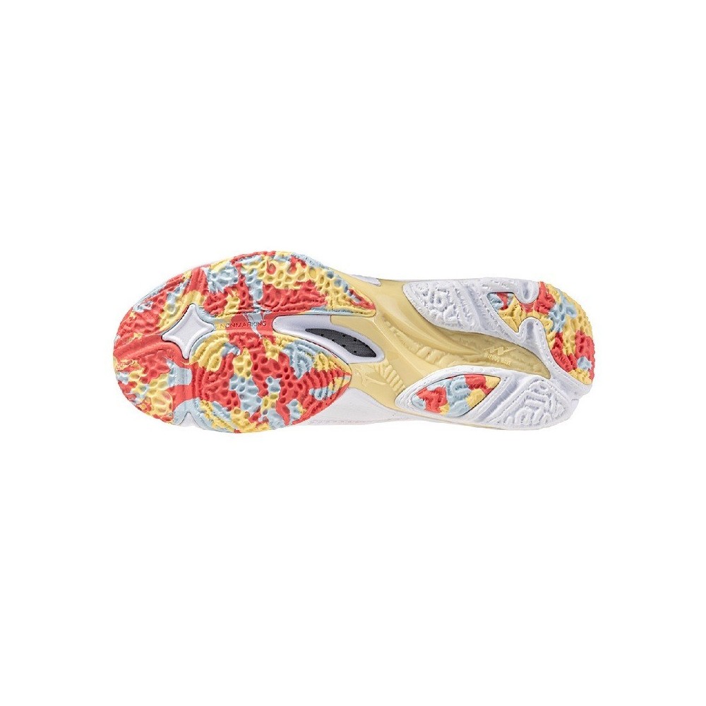 Zapatillas MIZUNO WAVE LIGHTNING Z8 Blanco y Coral  | Handbolaunpas