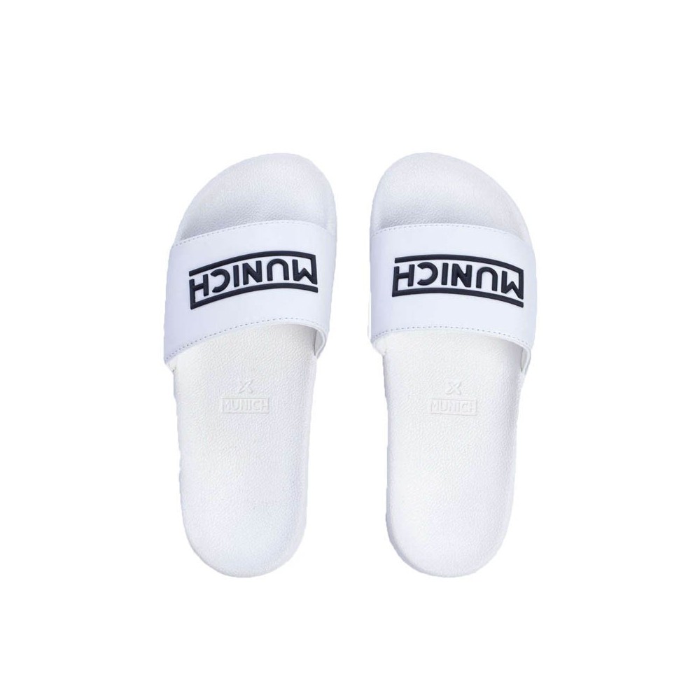 Xancletes dutxa MUNICH FLAT SLIDER 3D blanques | Handbolaunpas