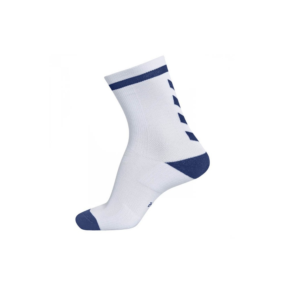 Calcetines Low HUMMEL ELITE INDOOR blanco y azul | Handbolaunpas